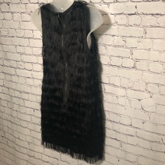 Avec Les Filles Metallic Fringe Black Cocktail Party Club Short Mini Dress - Picture 9 of 15